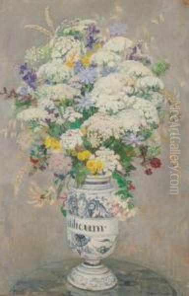 Still Life With Flowers Oil Painting by Edgard Maxence