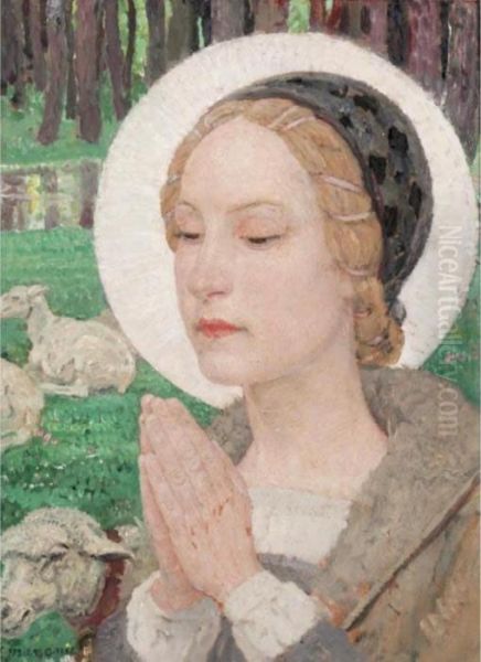 St Jeanne D'arc, La Pucelle D'orleans Oil Painting by Edgard Maxence