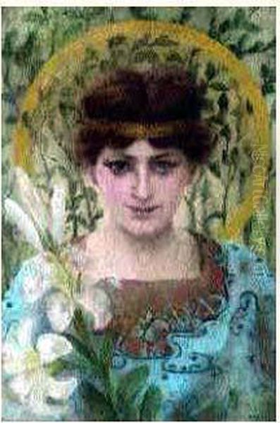 Portrait De Femme Oil Painting by Edgard Maxence