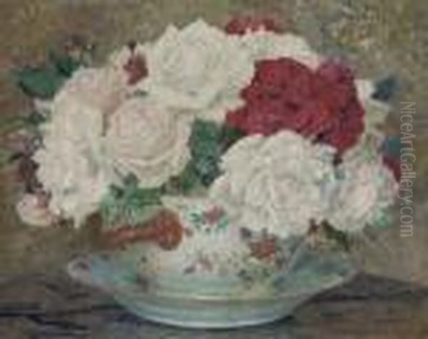 Roses Dans Une Vase Oil Painting by Edgard Maxence