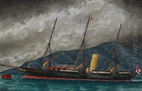 Ss Northumbria Oil Painting by James Scott Maxwell