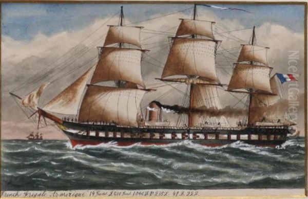 French Frigate Armorique Oil Painting by James Scott Maxwell