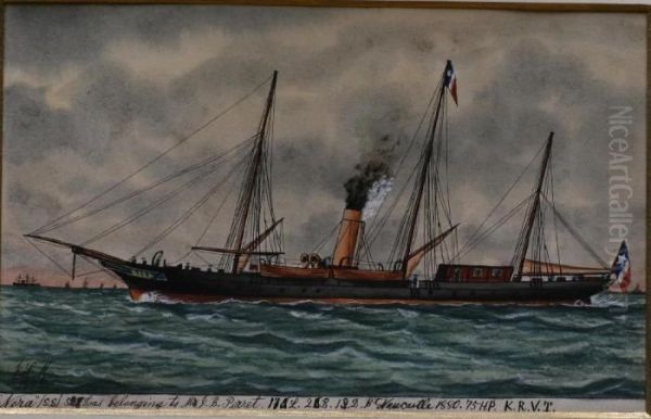 Ss Norabelonging To Mr. J.b Perret (newcastle 1880) Oil Painting by James Scott Maxwell