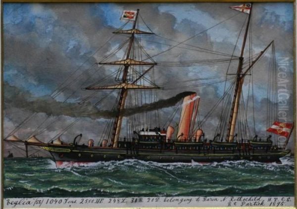 Ss Vegliabelonging To Baron N. Rothschild (partick 1895) Oil Painting by James Scott Maxwell