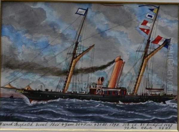 French Dispatch Vessel Ibis (rochefort 1883) Oil Painting by James Scott Maxwell