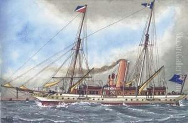 Steam Yachts: Maria; Albion; Athena; Ulva And Maria Oil Painting by James Scott Maxwell