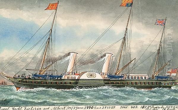 The Royal Yacht 'victoria And Albert', And A Set Of 5 Others Oil Painting by James Scott Maxwell