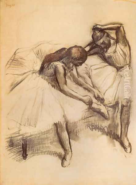 Two Dancers V Oil Painting by Edgar Degas