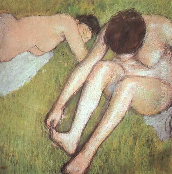 Bathers on the grass 1886-90 Oil Painting by Edgar Degas