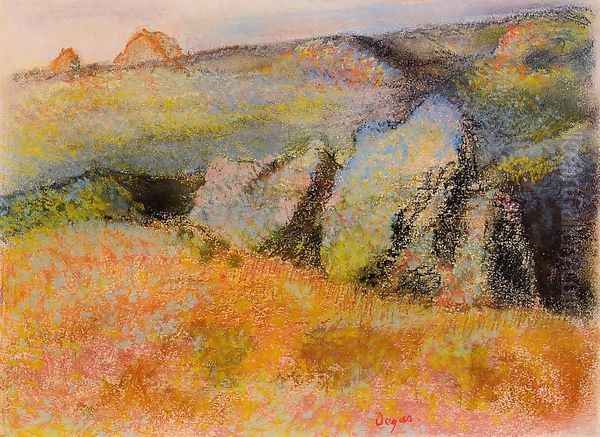 Landscape with Rocks Oil Painting by Edgar Degas