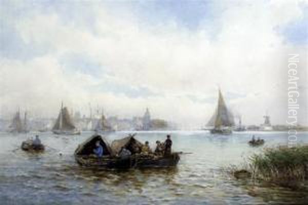 Fishing Boats Off Dordrecht Oil Painting by Walter William May