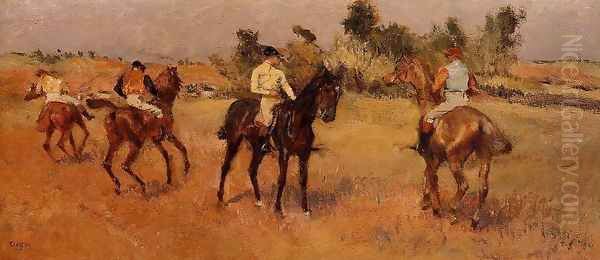 Four Jockeys Oil Painting by Edgar Degas