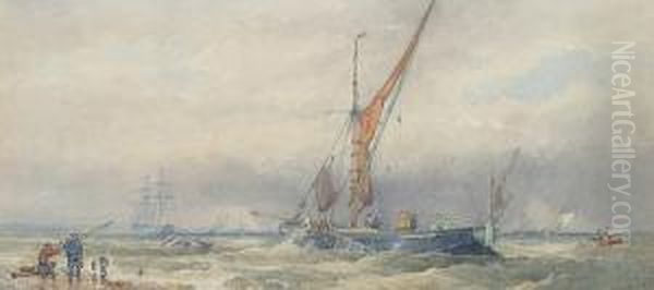 A Yawl In Shallow Water Oil Painting by Walter William May