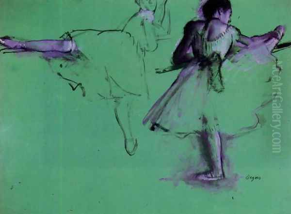 Dancers at the Barre Oil Painting by Edgar Degas