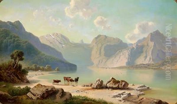 Blick Auf Den Konigssee Oil Painting by Joseph Mayburger