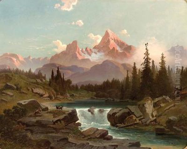 Der Watzmann Oil Painting by Joseph Mayburger