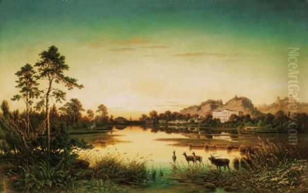 Idyllic Landscape Oil Painting by Joseph Mayburger