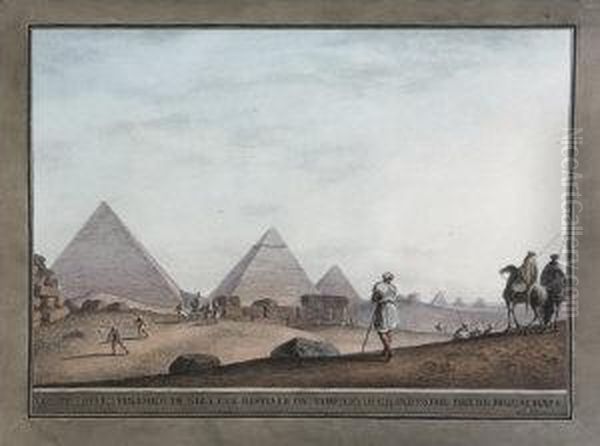 La Terza Piramide Di Giza Con La
 Seconda In Piu Basso Piano, E Le Tre Piccole, Che Due Variano Di Forma Oil Painting by Luigi Mayer