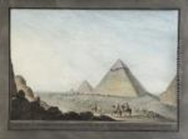 Veduta Della Seconda, E Terza 
Piramide Di Giza, Presa Tra La Prima, E Le Piccole Dirimpetto Oil Painting by Luigi Mayer