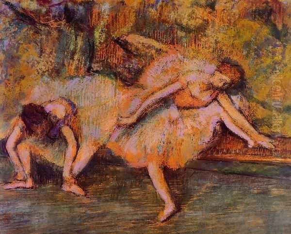 Two Dancers on a Bench Oil Painting by Edgar Degas