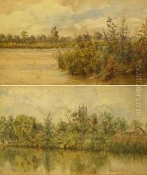 Near Horning Ferry And Belaugh Church Oil Painting by William Edward Mayes