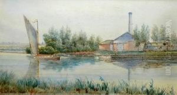 Broadland Wherry Oil Painting by William Edward Mayes