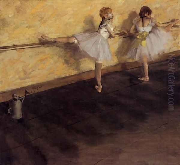 Dancers Practicing at the Barre Oil Painting by Edgar Degas