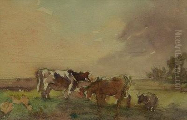 Cows Grazing Oil Painting by William Frederick Mayor