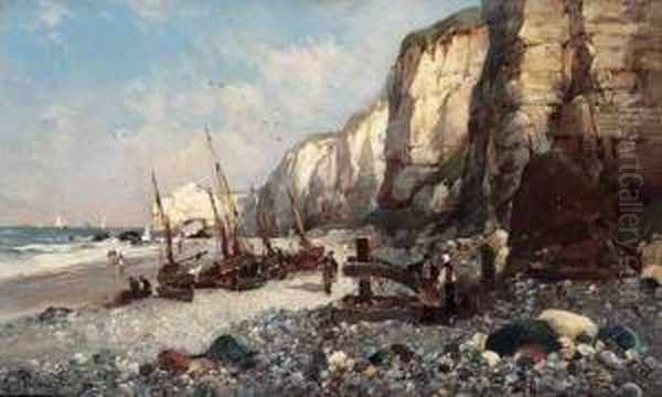 < Les Falaises A Etretat >. Oil Painting by Jean Mazella