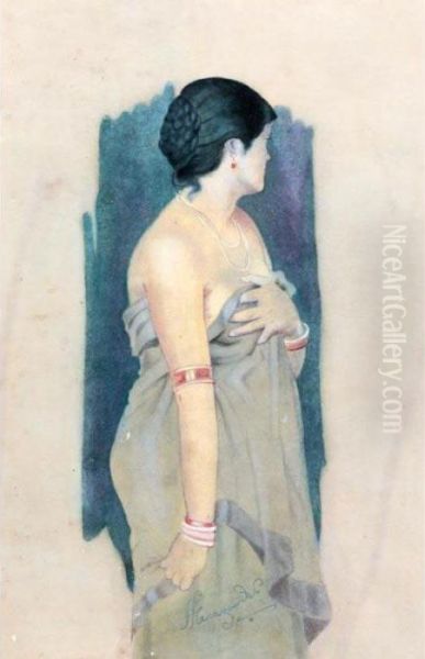 Untitled Oil Painting by Hemendranath Mazumdar