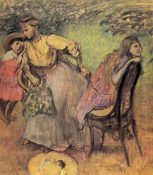 Madame Alexis Rouart and Her Children Oil Painting by Edgar Degas