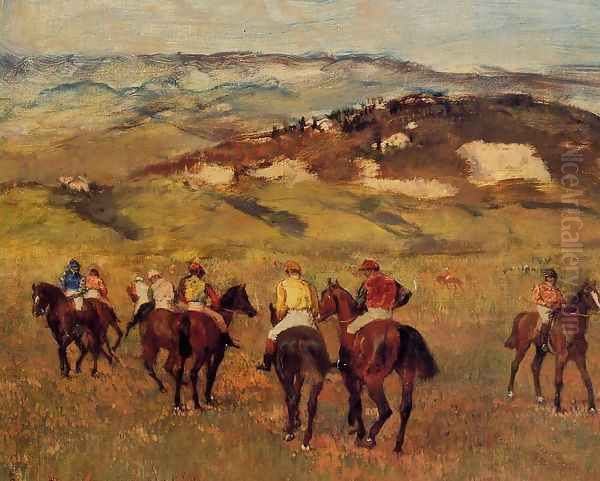 Racehorses I Oil Painting by Edgar Degas