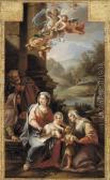 Sacra Famiglia Oil Painting by Ludovico Mazzanti