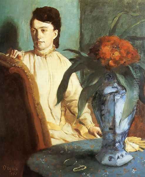 Woman with the Oriental Vase, 1872 Oil Painting by Edgar Degas