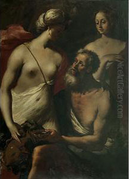 Loth E Le Figlie Oil Painting by Sebastiano Mazzoni