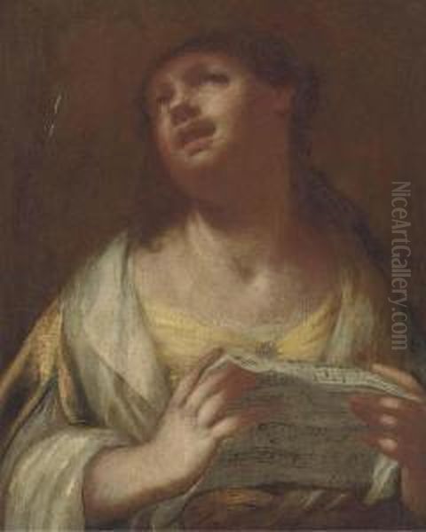 A Lady Singing Oil Painting by Sebastiano Mazzoni