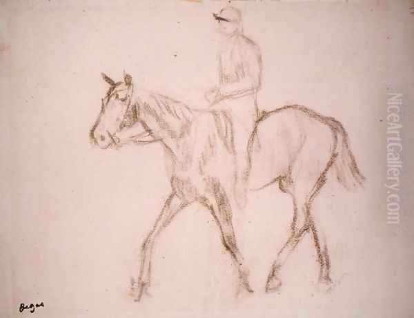 Horse and Jockey Oil Painting by Edgar Degas