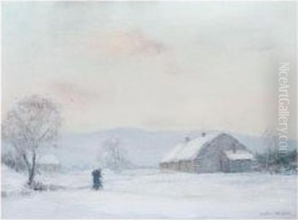 A Frosty Evening Oil Painting by Walter McAdam