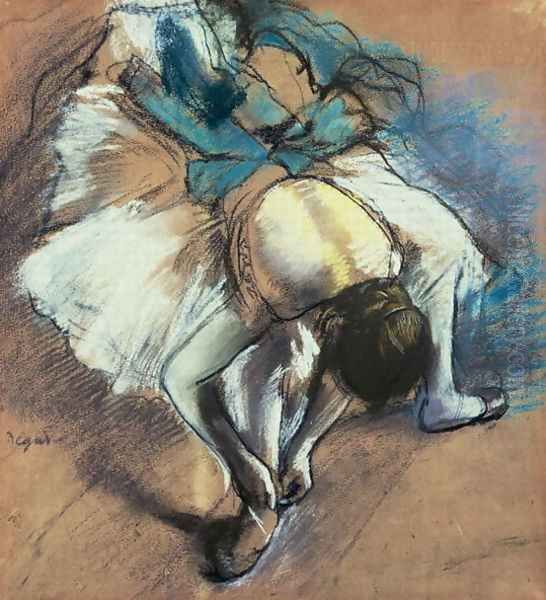 Dancer Fastening her Pump, c.1880-85 Oil Painting by Edgar Degas