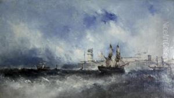 Shipping Entering Harbour Oil Painting by William McAlpine