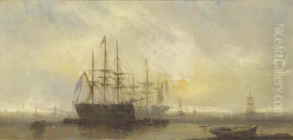 Big Ships In An Anchorage Oil Painting by William McAlpine