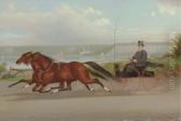 The Buggy Ride Along The Hudson Oil Painting by James J. Mcauliffe