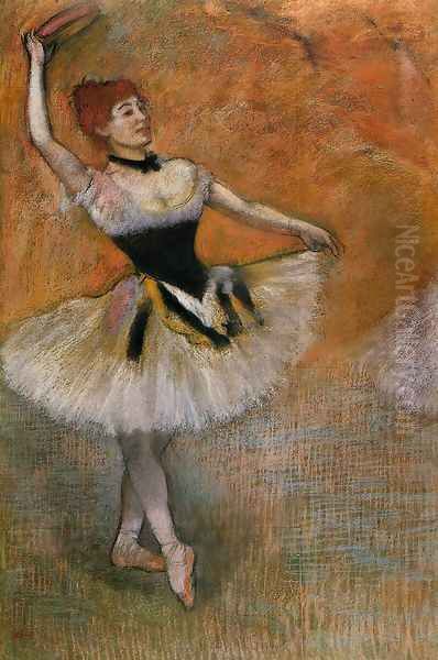 Dancer with a tambourine Oil Painting by Edgar Degas