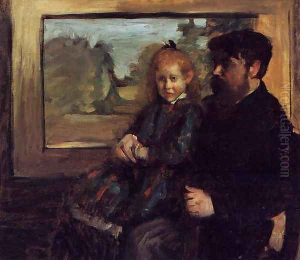 Henri Rouart and His Daughter Helene Oil Painting by Edgar Degas