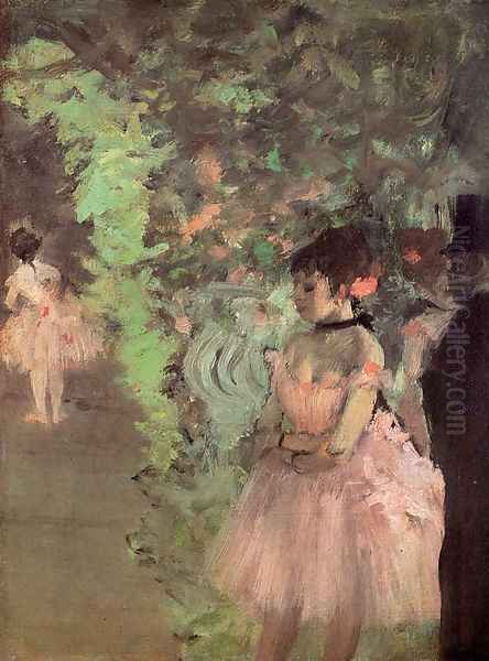 Dancers Backstage Oil Painting by Edgar Degas