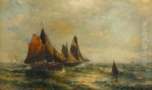 Fishing Boats At Full Sail Oil Painting by George Herbert McCord