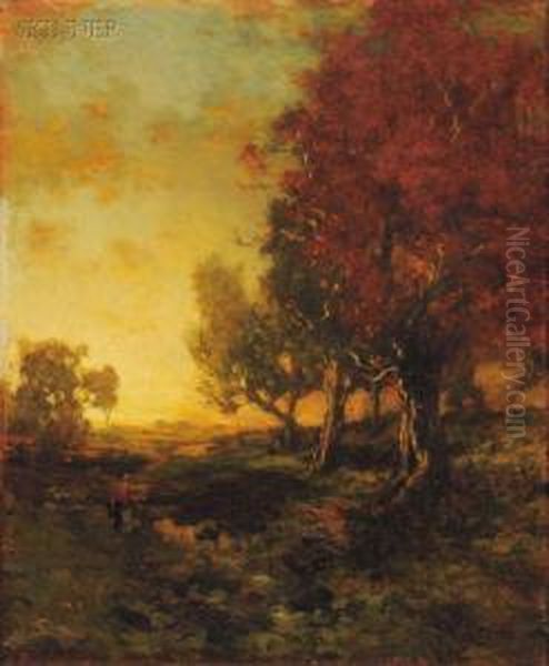 Autumn Walk At Sunset Oil Painting by George Herbert McCord