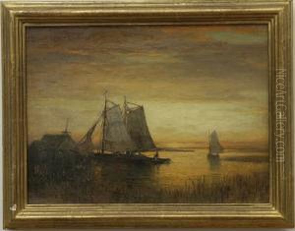 Harbor Scene At Dusk Oil Painting by George Herbert McCord