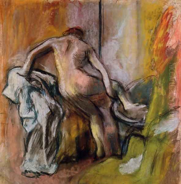 Leaving the Bath Oil Painting by Edgar Degas