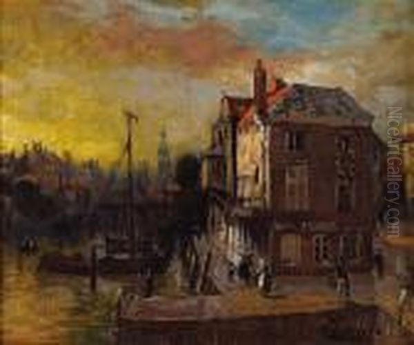 Boston Harbor At Sunset Oil Painting by George Herbert McCord